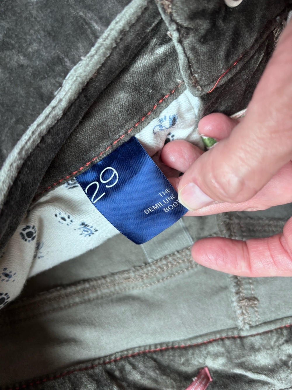 Pilcro Velvet Demi Lune Bootcut Pants Size 29 Green Gray Stretch Anthropologie - Picture 6 of 16